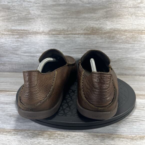 OluKai Men’s Malana Country Brown Leather Slip On Loafers Size 12 - Picture 4 of 9